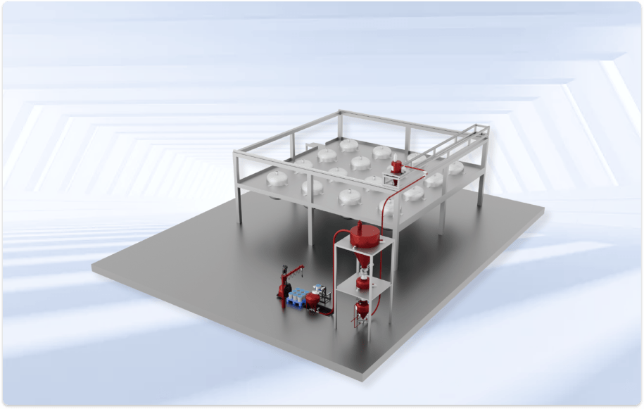 粉料输送-特气钨粉自动投料系统
